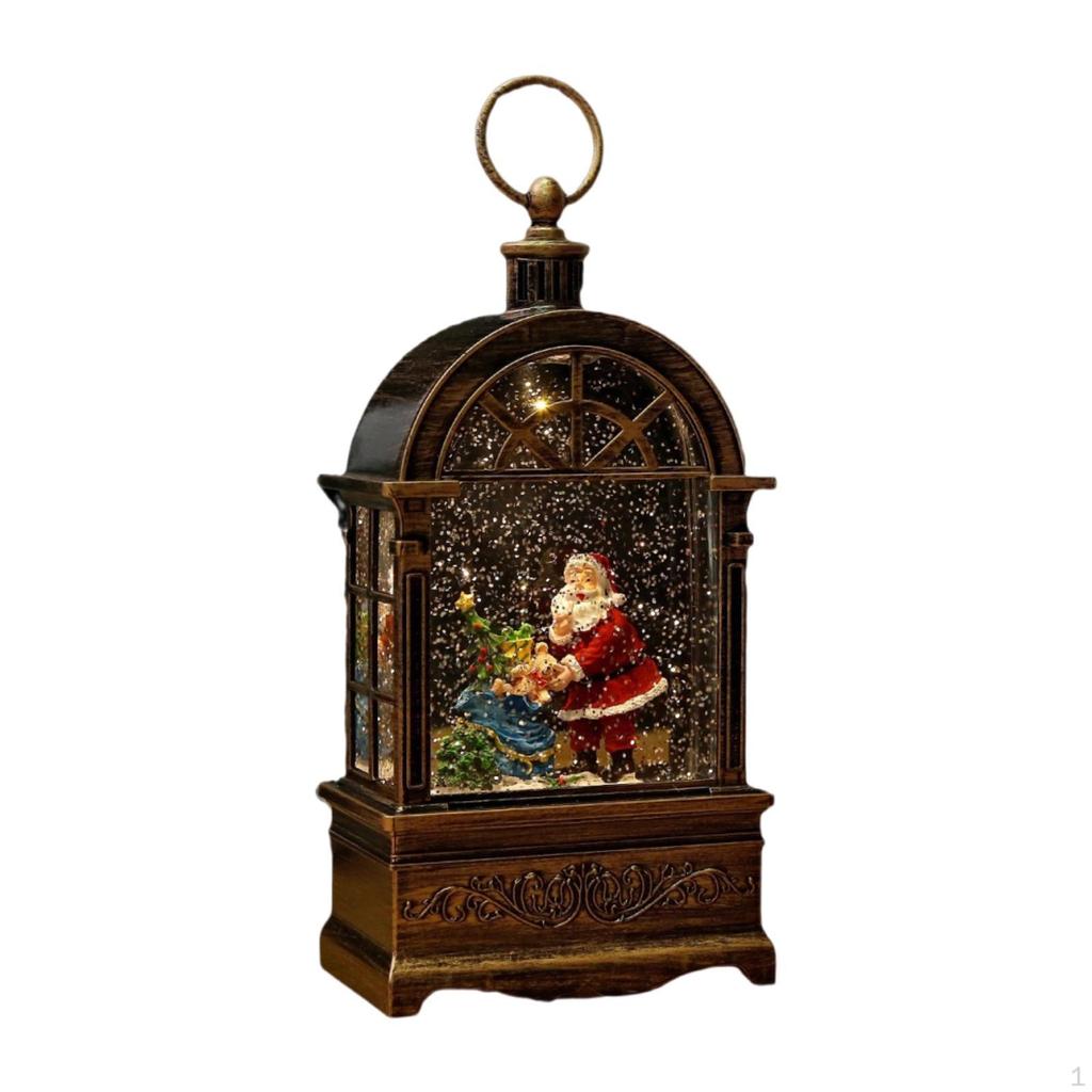 Christmas Music Box Desktop Figurine Lantern Portable Ornament Lighted for