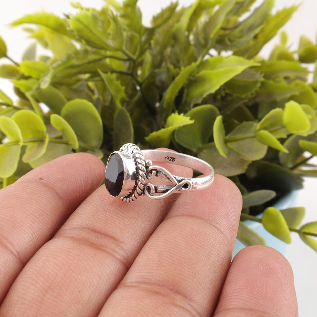 Black Onyx Gemstone 925 Sterling Silver Jewelry Handmade Ring For Wedding Gift RR-8-15