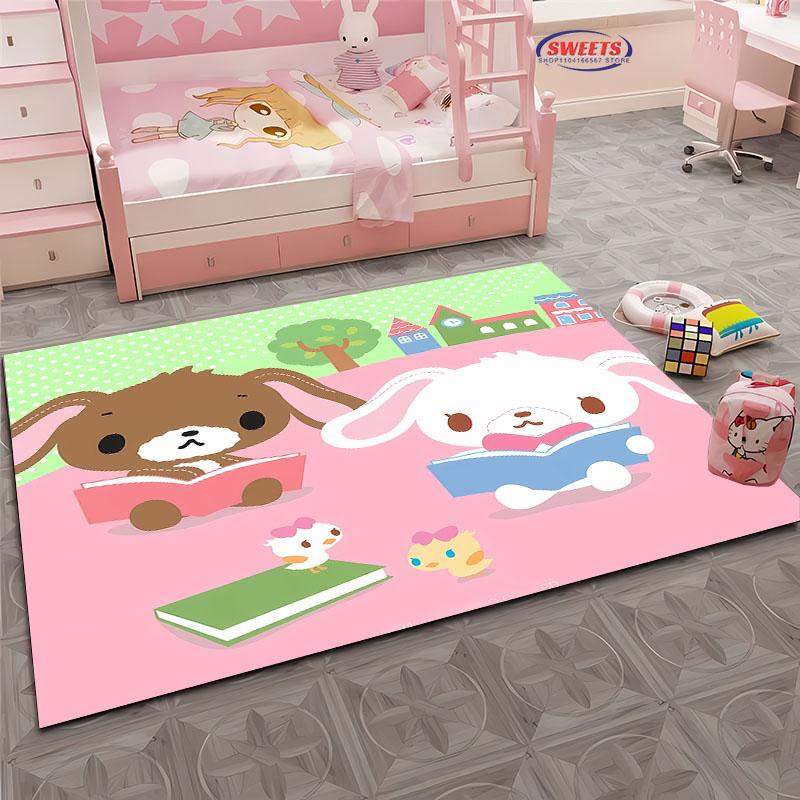3D HD Милые Кролики Мультяшный Ковер, Коврик для Гостиной Тапете для Спальни Диван Кухня Придверный Коврик Декор, Детский Нескользящий Напольный Коврик