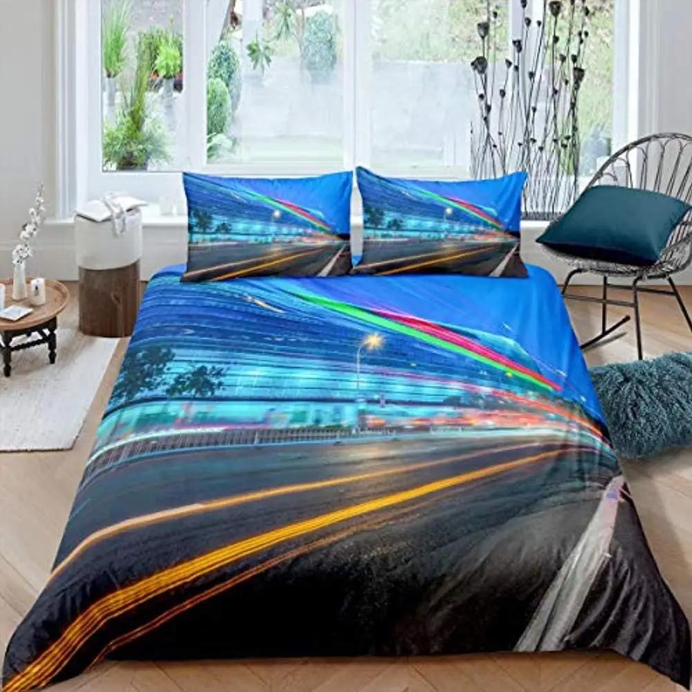 Highway Duvet Cover Set Tornado Lightning Bedding Set Disaster Queen King 2/3 Pcs Polyester Quilt Cover For Adults Boys Teens