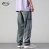 Новые осенние и зимние мужские рабочие брюки American High Street, свободные прямые брюки, универсальные повседневные джинсы Ins Street