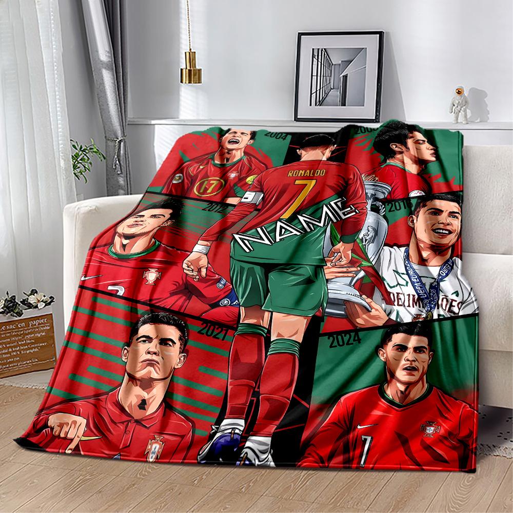 Ronaldo Legacy Celebration Personalized Text Blanket Throw Personalized Blanket Ultra-Soft Great for Chair Nap Picnics Bed All-Season Use