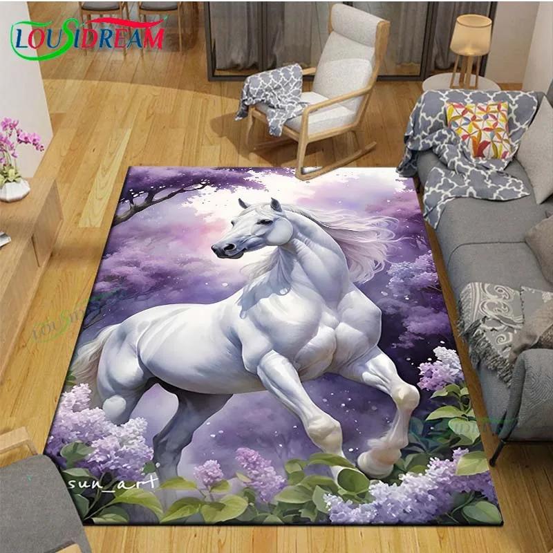3D Fashion Exquisite Painting Horse Printed Carpet Living Room Anti-Skid Area Rug Kids Bedroom Mats Yoga Mat Large Carpet Decor