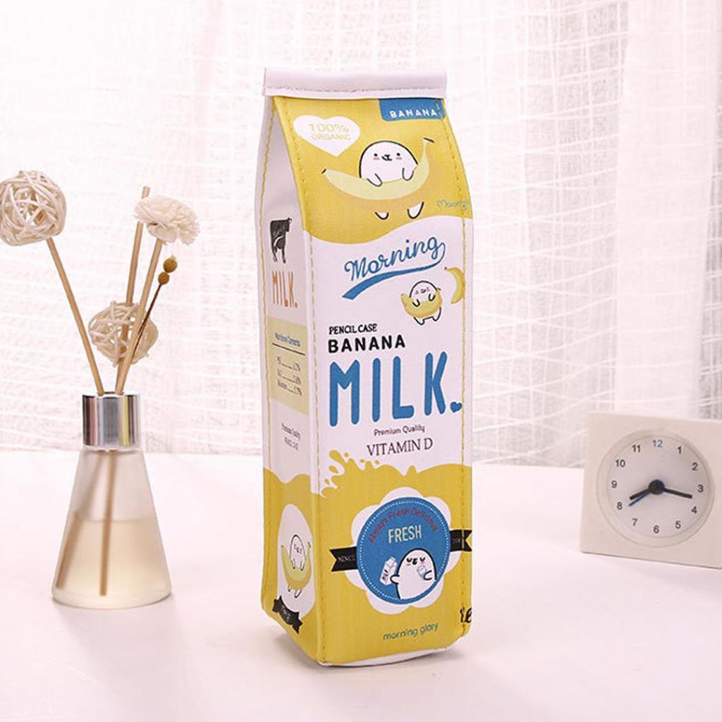 Fashion Creative Milk Box Pen Pencil Case Pouch Makeup Bag Toiletry Organizer