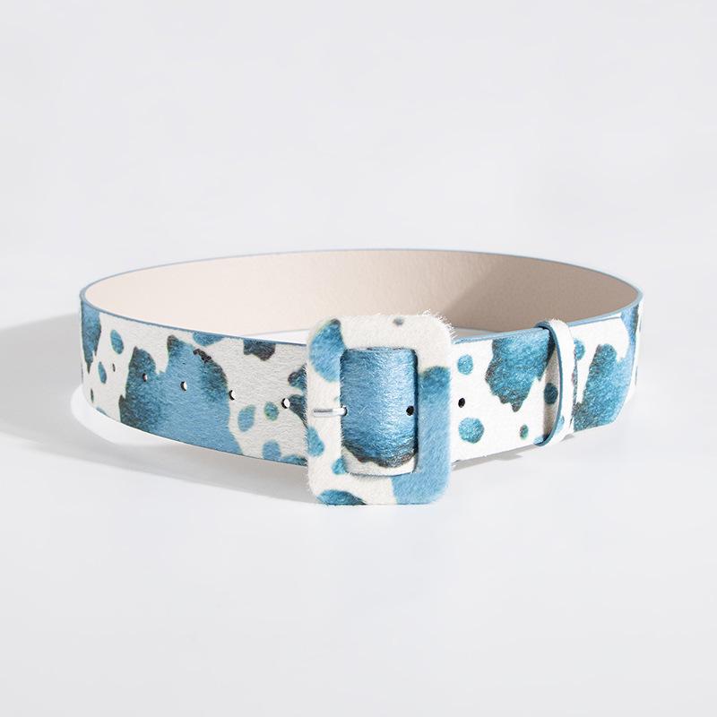 Женский пояс из искусственного меха с принтом коровы Y2K с широкой коричневой пряжкой