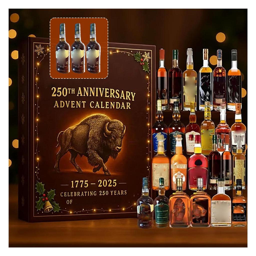 2025 Whiskey Advent Calendar with  2D Flat Arcylic 24pcs Pendant Christmas Countdown Calendar for Home/Office/Tree Xmas Decor