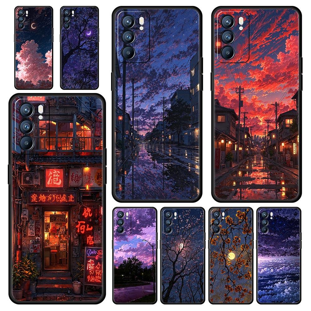Модный арт-чехол с закатным сиянием для Oppo Reno13 Reno12 Reno11 F Reno10 Pro A54 5G Find X5 A53 A52 A9 A17 4G A79 A80 A98