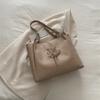 Stylish Black Pink Beige Khaki Large Capacity Chic Bow Tote Bag For Daily Use