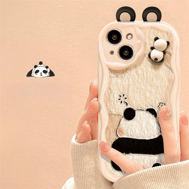 Applicable To Apple 14promax Mobile Phone Case IPhone 15/13 Three-dimensional Panda Doll 11/12mini Anti-fall Xs