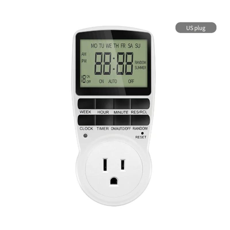 Электронный цифровой таймер Кухонный таймер Розетка 230В 110В 12/24 часа Циклическая розетка Программируемое время Таймер EU FR US UK AU Вилка