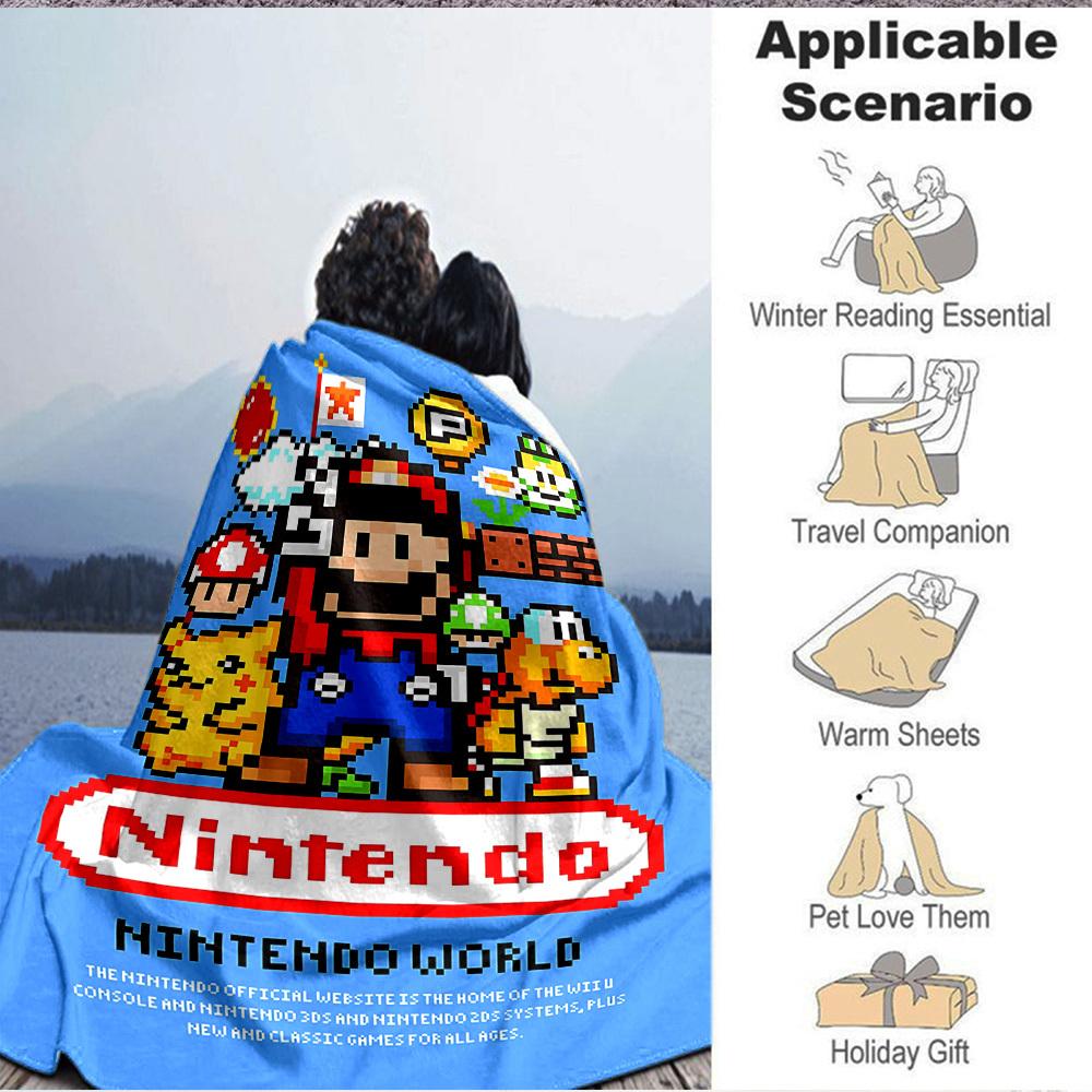 1 шт. Фланелевое одеяло Mario Nintendo World, Мягкое, Приятное для кожи, С цифровой печатью, Различные размеры в наличии для семьи, друзей, на день рождения