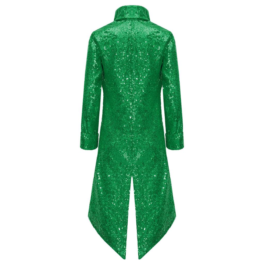 Boys Steampunk Tailcoat Gothic Victorian Long Coat Sequins Jacket Medieval Halloween Costume Frock Coat Outfit