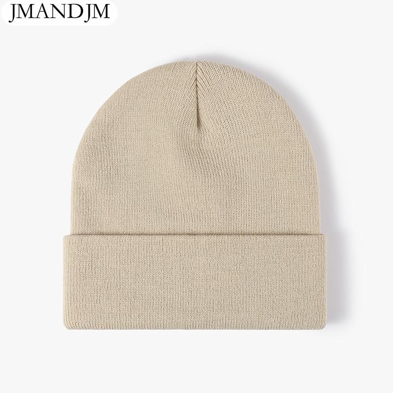 Available Autumn and Winter Warm Thickened Double Beanie Hat Simple Men's Women's Knitted Hat
