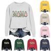 Women's Fashion Christmas Small Print Long Sleeve Loose Round Neck Sweatshirt