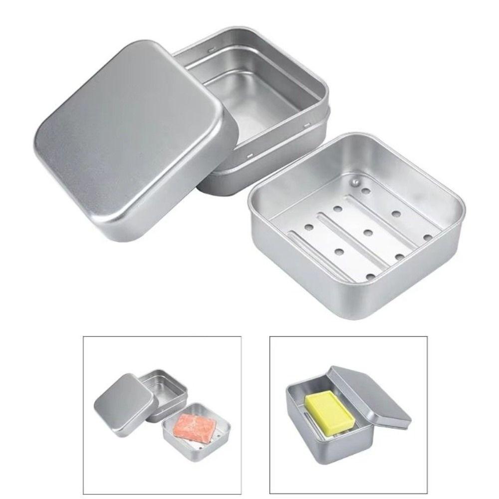 Double-layer Aluminum Soap Box Portable Square Storage Container Travel Water Filter Soap Box