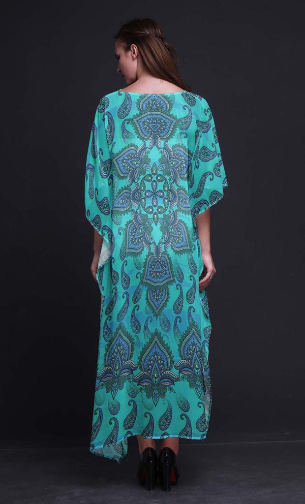Phagun Floral & Paisley Ladies Plus Size Kaftan Summer Wear Beach Coverup Kimono
