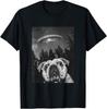 English Bulldog With Spaceship UFO Alien Funny T Shirt