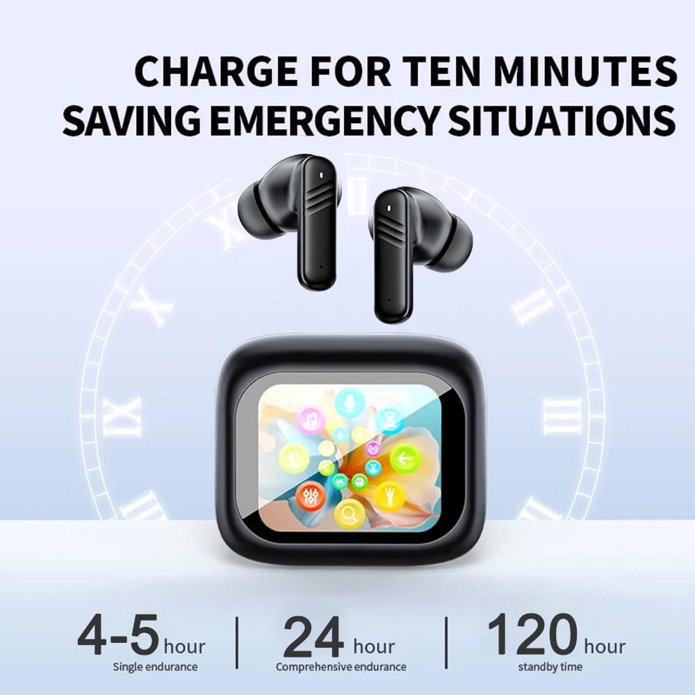 2026 New ANC Wireless Earbuds Bluetooth 54 AI Translator Device 60 Languages Real Time Conversation Touch Screen 35H Battery