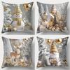 Home Decor Christmas Snow Scene With Gold Decorations Pattern Cushion Cover Suitable For Sofa Bedroom Car Pillow Cover