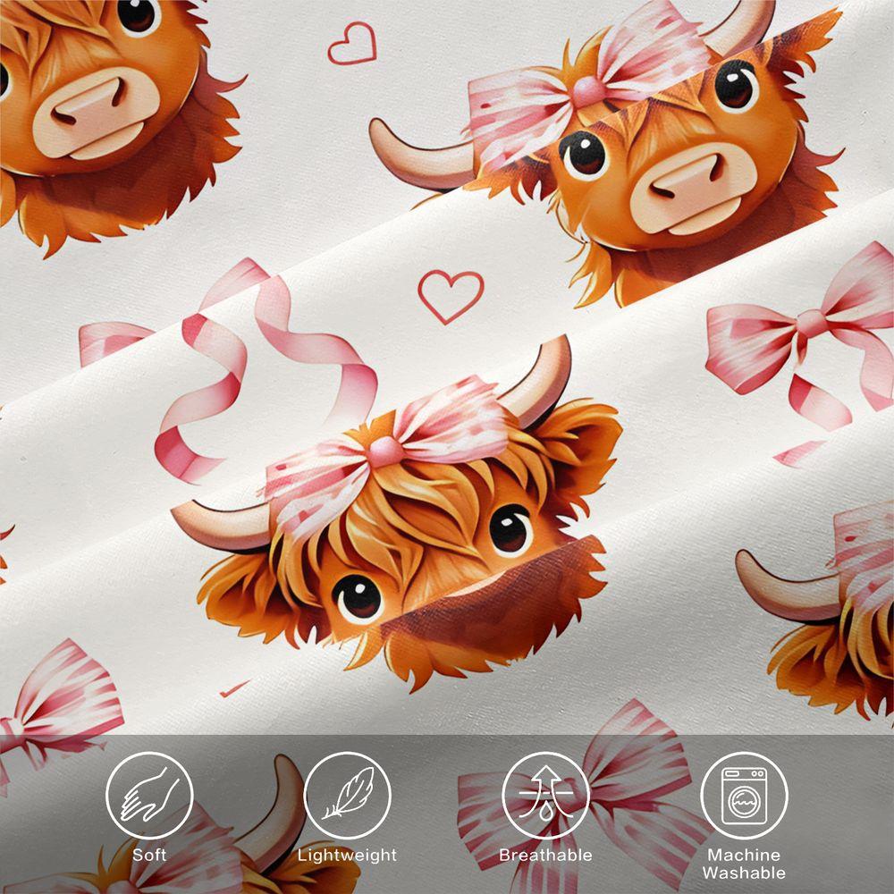 Christmas Highland Cow Moo ry Print Duvet Cover Set Comforter Cover Bedding Set No Filler Holiday Kids Bedroom Soft Bedding Deco