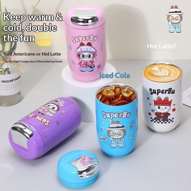 Мультяшная кофейная чашка 316 термос из нержавеющей стали, чашка для студентки высокой ценности, чашка для воды в стиле легкой роскоши