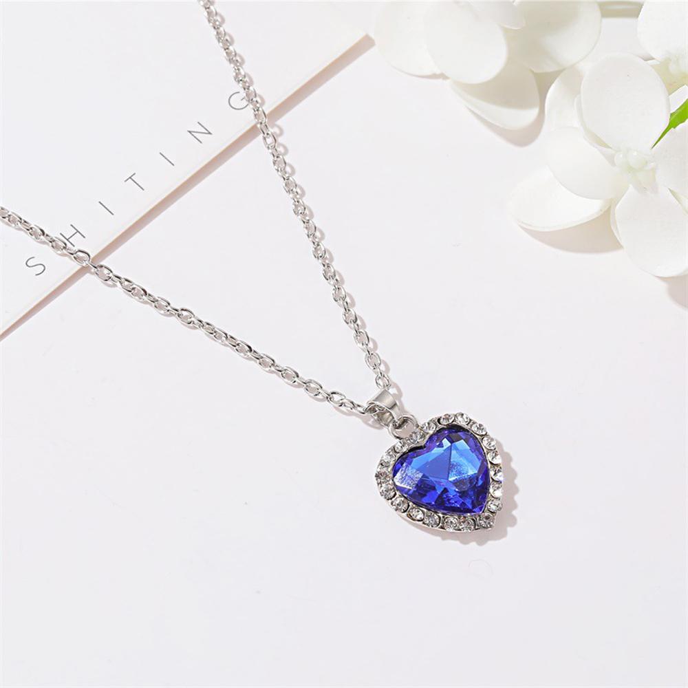 New Titanic Heart Of Ocean Blue Heart Love Forever Pendant Necklace For Women Men Jewelry Gift