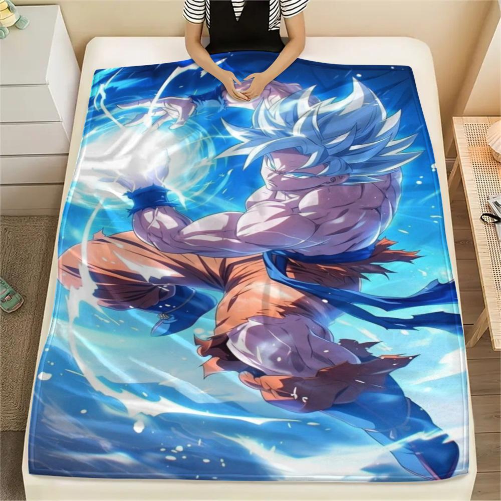Goku Household Essential Printed Flannel Blanket, Warm Cover for Chair, Bed, Sofa, Bedroom and Picnic.-TING