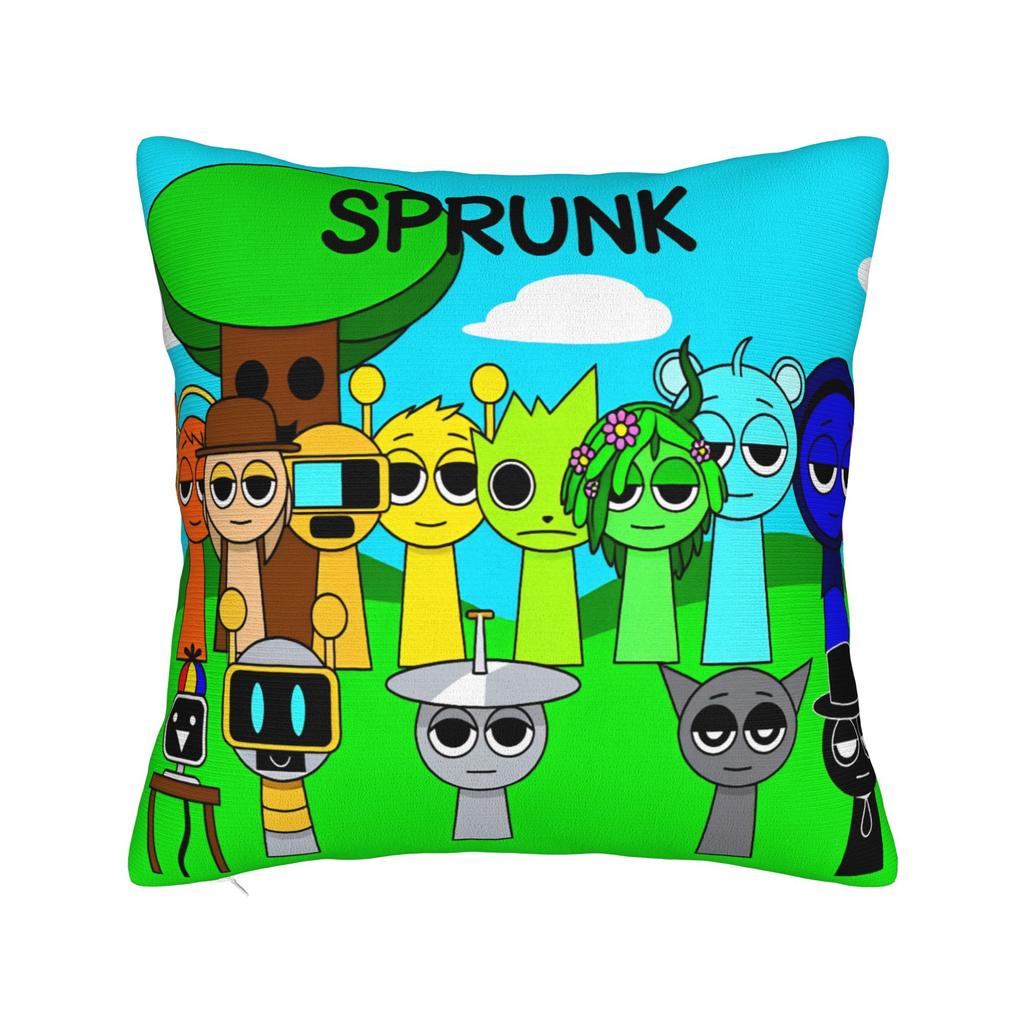 Игровые квадратные наволочки Sprunki Мультяшная наволочка для подушки Модная полиэстеровая декоративная наволочка для автомобиля 45x45см
