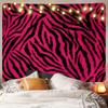 VIKAMA Polyester Zebra Print Tapestry Wall Hanging Decor  Room Accent Vibrant Pink Black Design For Living Bedroom