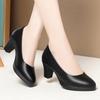 Autumn Black Women's Leather Shoes Soft Leather Soft Sole Comfortable Work Shoes Women's High Heels Work Dress Single Shoes Women's Shoes