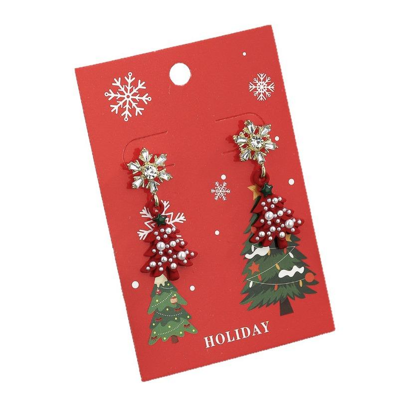 Бриллиантовые серьги-снежинки для рождественской елки, жемчужные серьги, рождественские серьги-гвоздики с новым темпераментом легкой роскоши