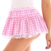 Unisex Men Women Short Skirt Lace Hem Pleated A-line Mini Skirt