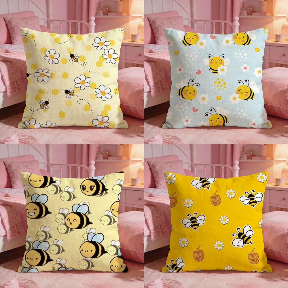 Animallittle beeS Cushion Cover Premium Comfort Reversible Pillow Cove Two in One Design for Any Room Car Interior