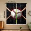 2pcs Baseball Bat Print Window Curtains - Black & Red Sports theme Window Drapes with Rod Pocket for Bedroom   Living Room   Offic