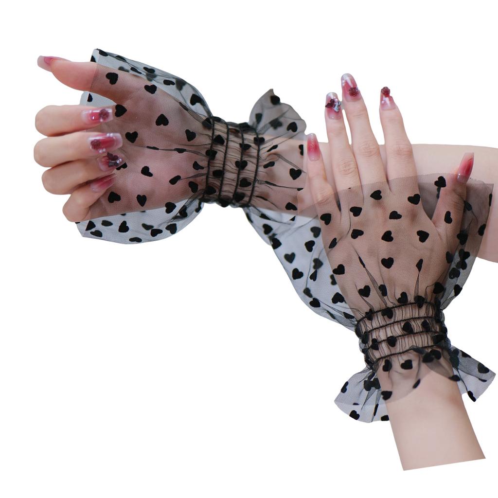 Сетчатые нарукавники с сердечками для фотосъемки ногтей, дышащая прозрачная ткань, эластичные манжеты, модные аксессуары