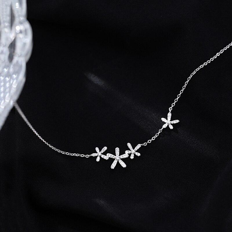 925 Sterling Silver Cherry Blossoms Pendant Necklace for Women Mnimalist Clavicle Chain Wedding Party Jewelry