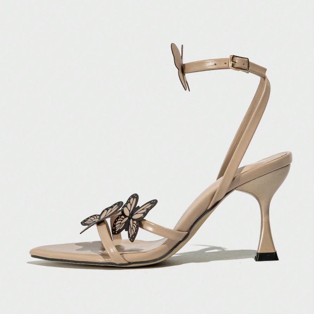 Женские туфли-лодочки на шпильке с ремешком на щиколотке крест-накрест, украшенные бабочками