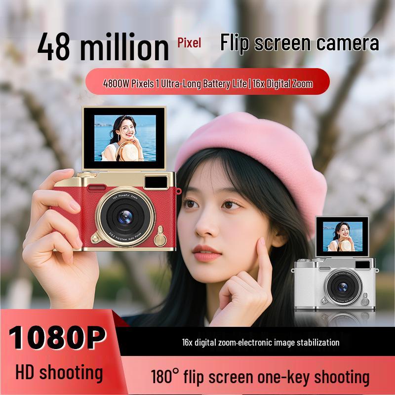 Retro Flip Screen Student Selfie HD Digital Camera Camcorder for Travel and Vlogs