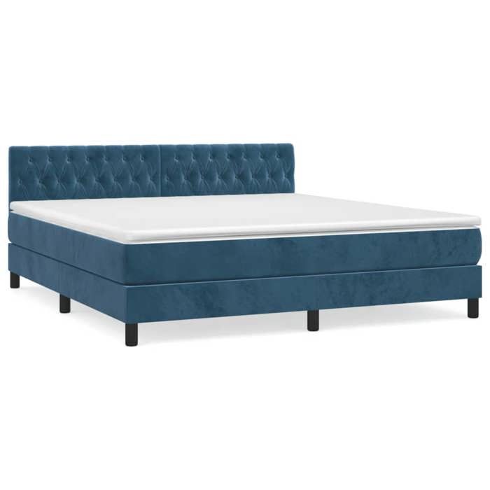 3141501 vidaXL Divan Bed and Mattress Dark Blue 180x200cm Velvet