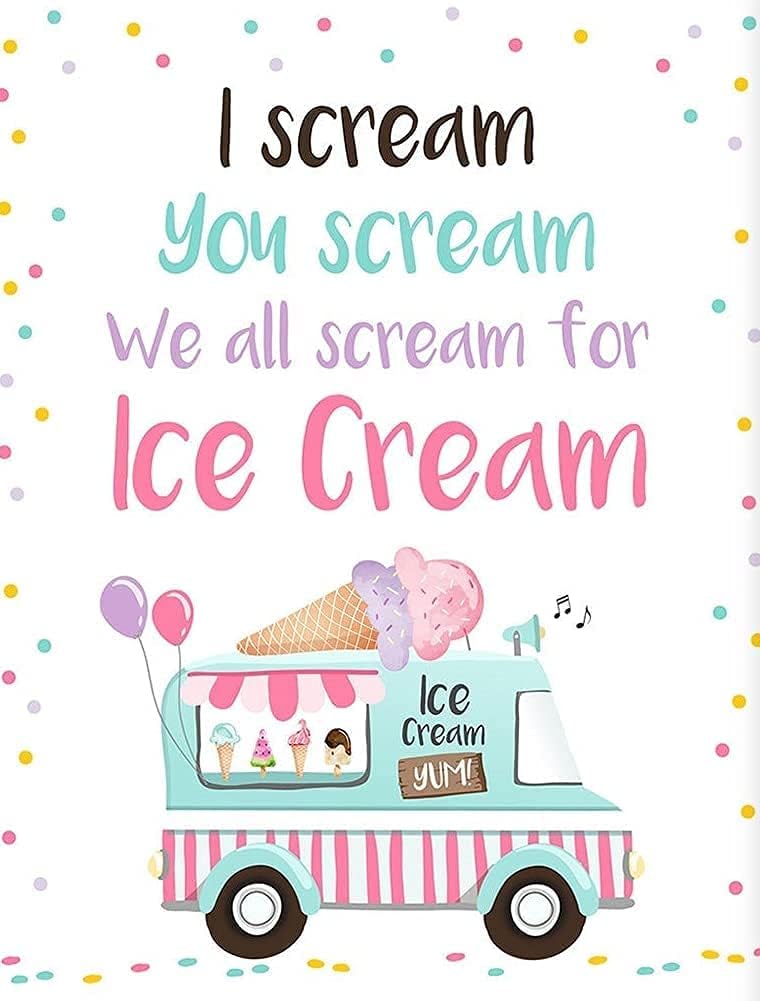 YMATou Ice Cream Sign I Scream You We All for Birthday Party Social Vintage Tin Home