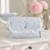 Button Closure Cotton Quilted Storage Basket Lace Edge Fabric Storage Basket  Dresser