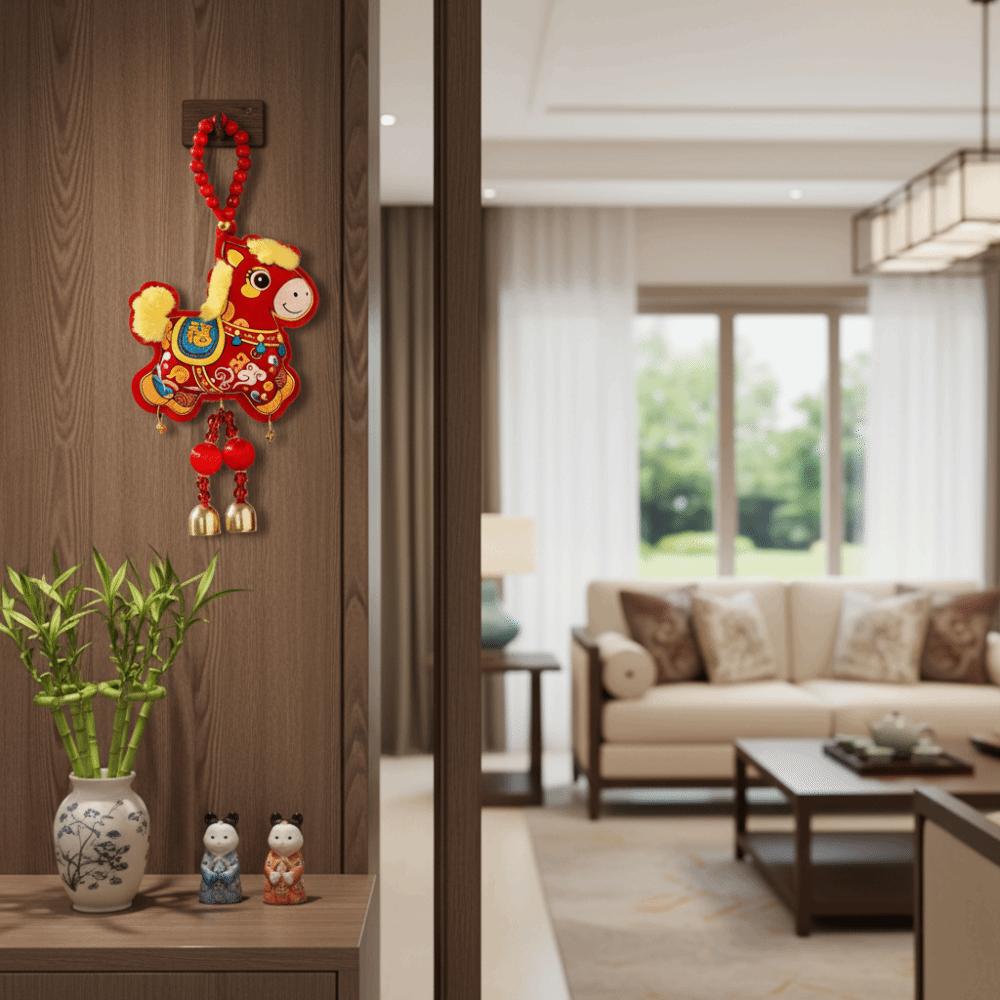 Traditional Lucky Charm Door Hanging Handmade Horse Year Desktop Ornament Entrance Decoration