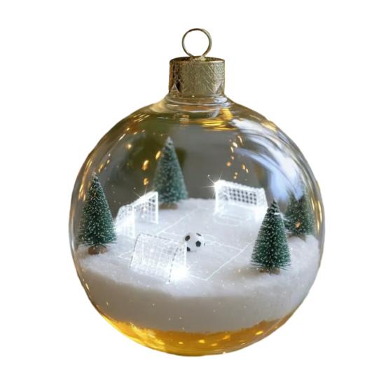 Спортивный мяч Рождественские украшения 3D Украшение Снежный шар со спортивными микросценками Прозрачный пластиковый подвесной шар для рождественской елки Домашний декор