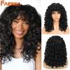 Short Black Curly Wig with Bangs for Women Synthetic Hair Cosplay Wigs Loose Curly Red Brown Ginger Glueless Natural 18 Inch Afro Wig