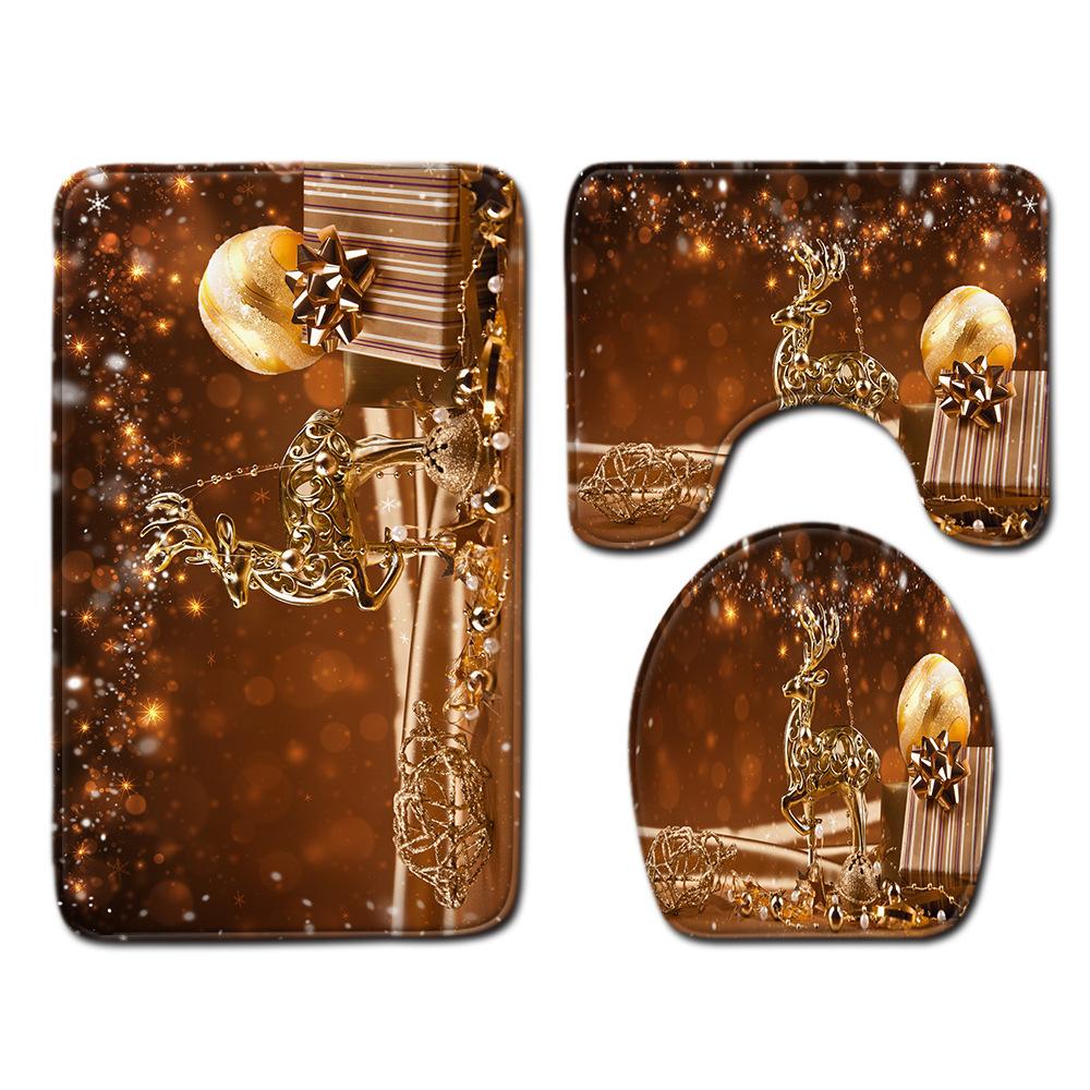 Christmas Bathroom Floor Mat Toilet Three-Piece Set