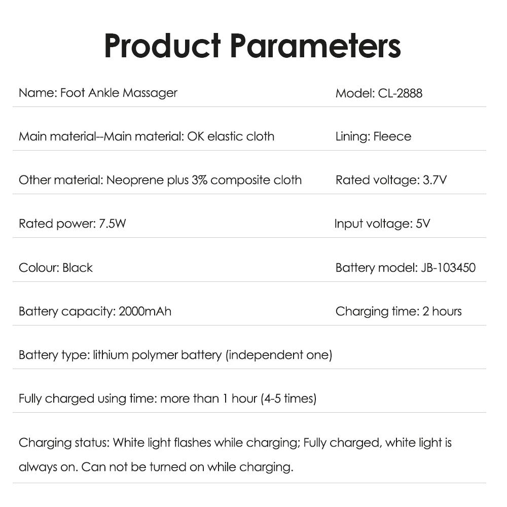 Электрический массажер для стопы и голеностопа с подогревом, беспроводной тепловой бандаж для голеностопа, защита голеностопа, 5 инфракрасных горячих компрессов, 3 режима вибрации, бандаж для голеностопа