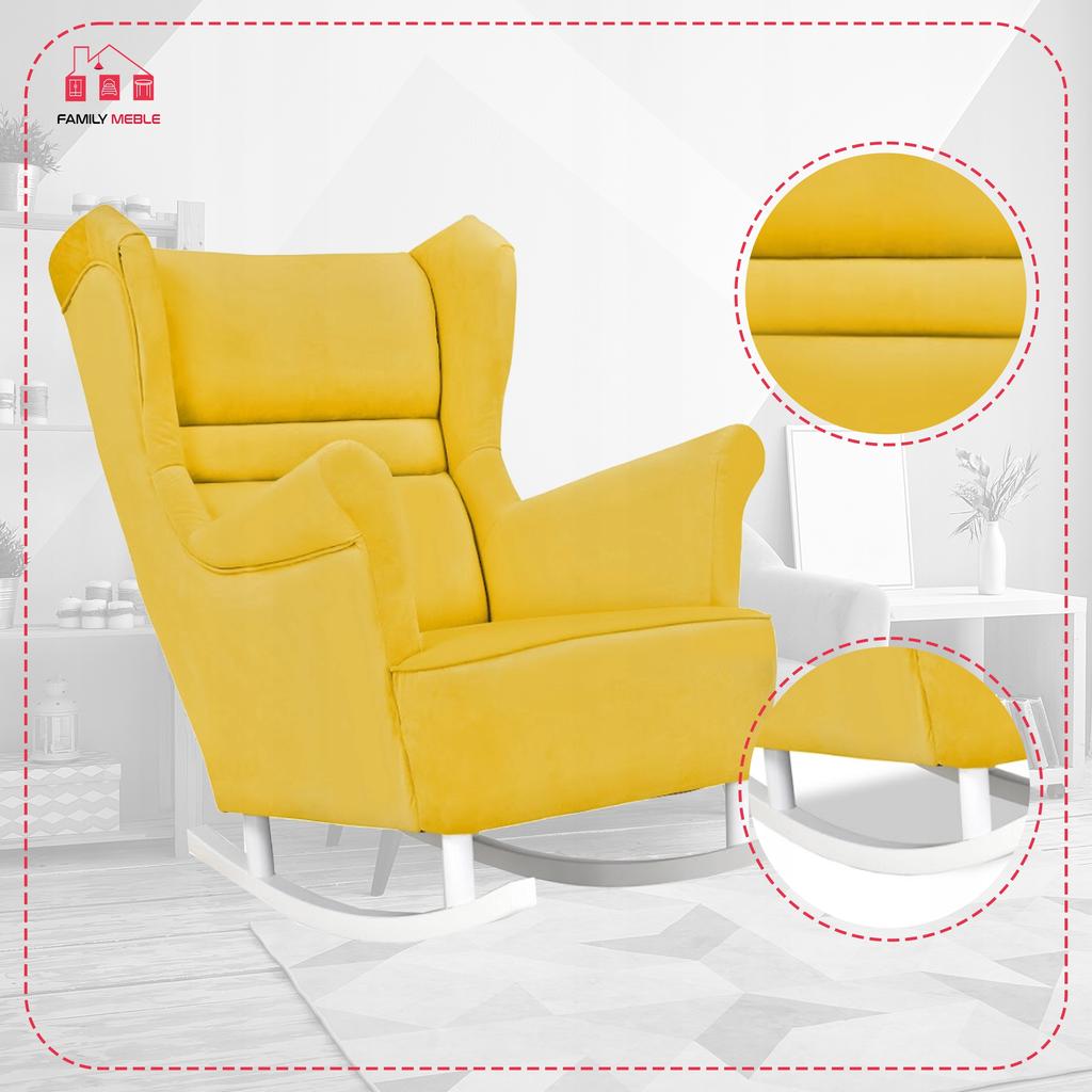 Zoja Rocking Chair, Scandinavian, Family Furniture, Lemon, Yellow, Gold