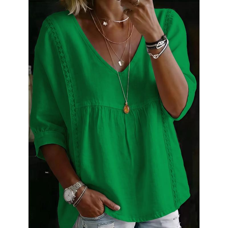 GMXIA Women's Fashion Casual 1/2 Sleeves V-Neck Blouses & Shirts