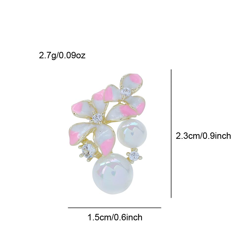 New Enamel Flower Collar Pin For Women Summer Fashion Design Brooch Pearl Jewelry Cubic Zirconia And Copper Material