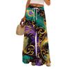 Ladies' Loose And Casual Printed Wide Leg Pants With Elastic Waistband Drawstring And Pocket Pants